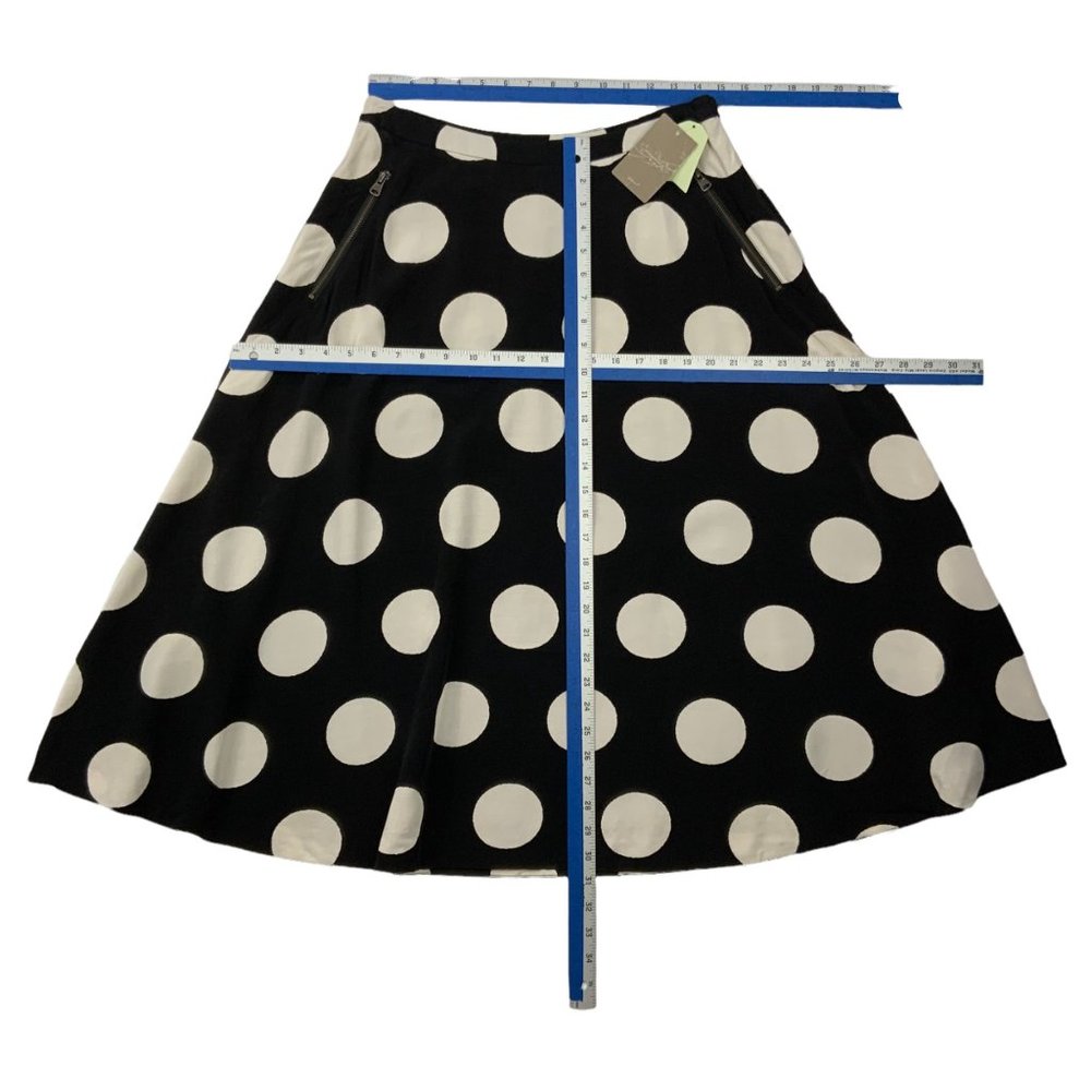 Anthropologie Black & White Polka Dot Midi Skirt - Picture 6 of 11